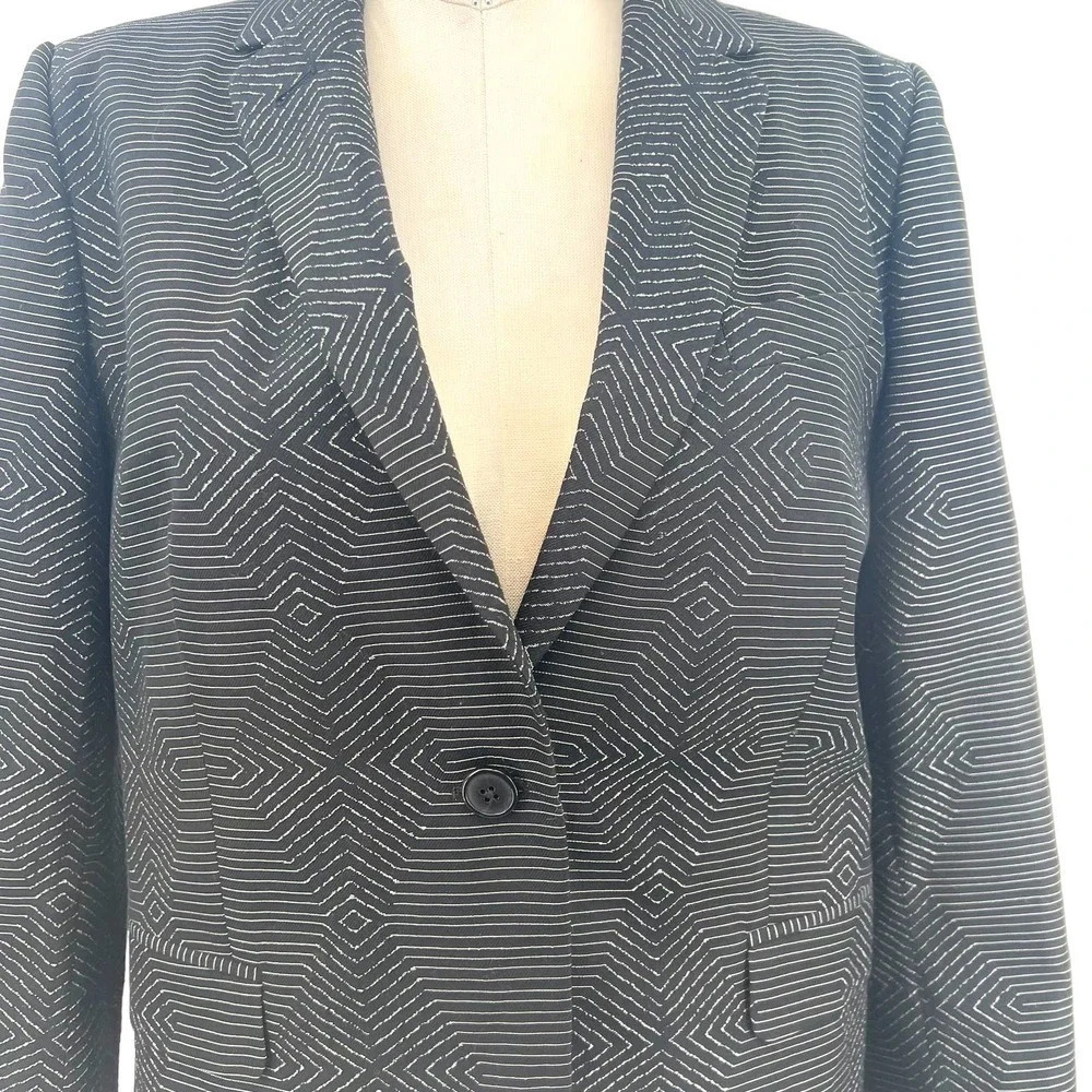 Dries Van Noten Black Geometric Print Woven Blazer Jacket Size 38 US 6 - Picture 3 of 12